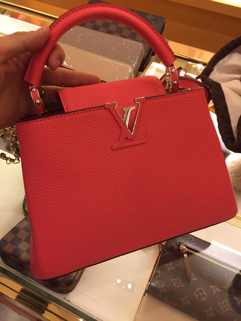 Authentic Louis Vuitton Capucines BB Bag M94636 Coquelicot